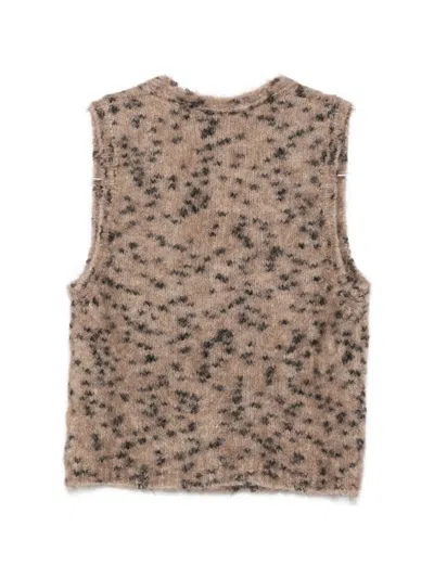 Alysi Leopard-pattern Button-up Vest In Brown
