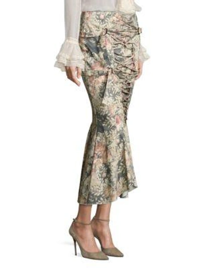 Shop Zimmermann Cavalier Strapped Floral Skirt In Smoke Floral