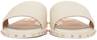 Shop Valentino Ivory  Garavani Soul Rockstud Slide Sandals