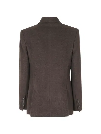 Eleventy Moro Double-breasted Peak Lapel Patch Pockets Wool Blazer In Brown