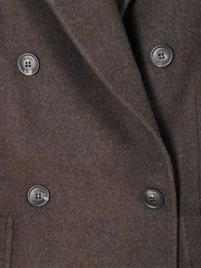 Eleventy Moro Double-breasted Peak Lapel Patch Pockets Wool Blazer In Brown
