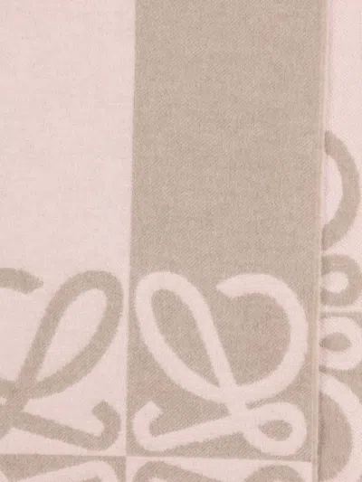 Loewe Anagram Jacquard-pattern Scarf In Neutral