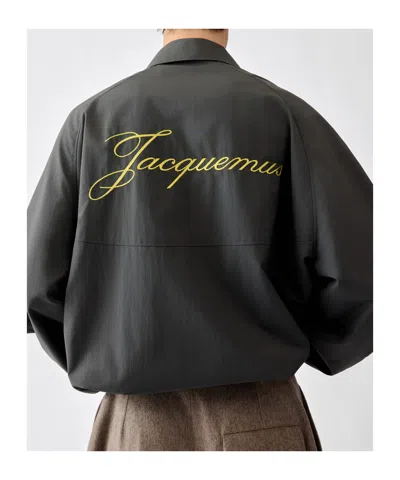 Jacquemus Hooded Jacket Elastic Cuffs Drawstring Hem In Gray