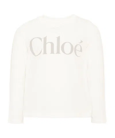 Chloé Logo-print Long-sleeve T-shirt In White