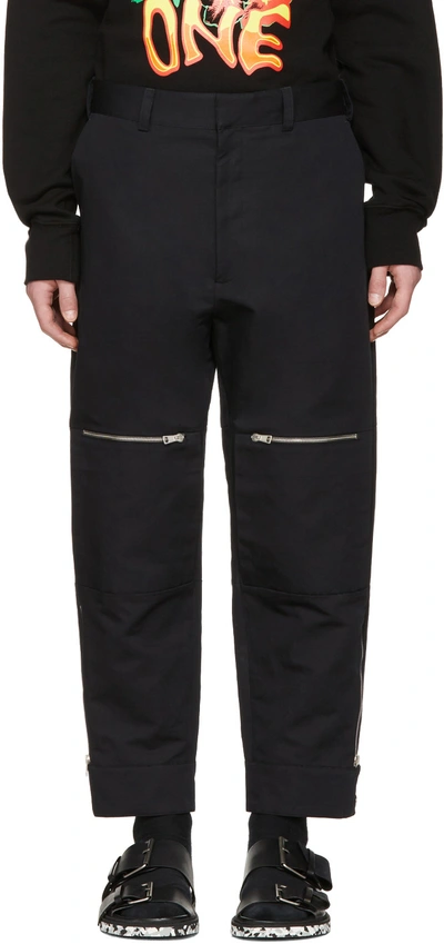 Shop Stella Mccartney Black Zip Pocket Wide-leg Trousers