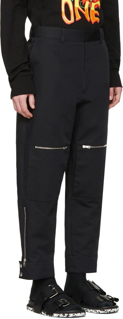 Shop Stella Mccartney Black Zip Pocket Wide-leg Trousers