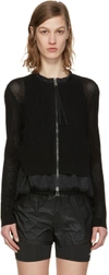 MONCLER Black Double Layer Zip Sweater