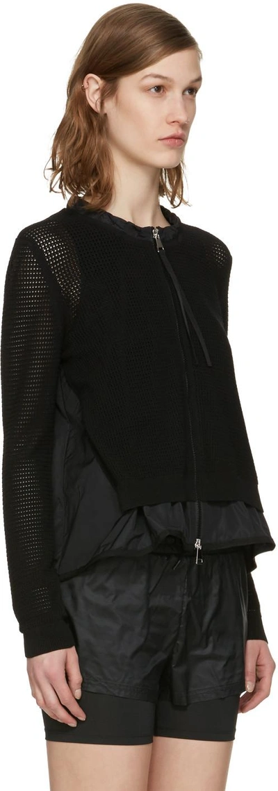 Shop Moncler Black Double Layer Zip Sweater