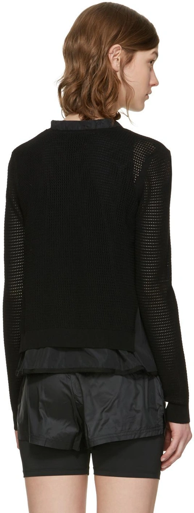 Shop Moncler Black Double Layer Zip Sweater
