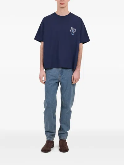 A.p.c. Logo-print T-shirt In Blue