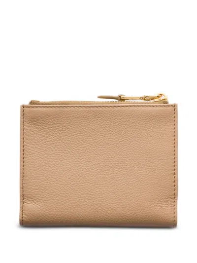 Prada Small Leather Wallet In Neutral