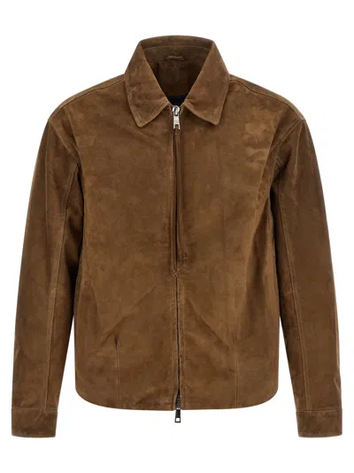 Giorgio Brato Suede Jacket Buttoned Cuffs Elasticated Hem Collar In Brown