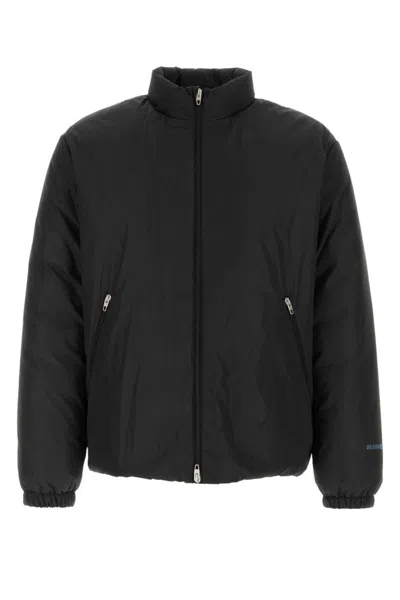 Jil Sander Polyester Down Jacket Elastic Cuffs High Collar In Black