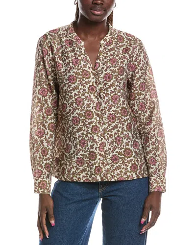 Brooks Brothers Linen-blend Blouse In Multi