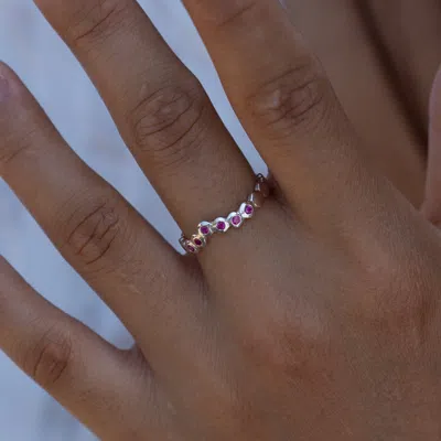 Dower & Hall 3mm Ruby Dewdrop Wishbone Twinkle™ Ring In Red,silver