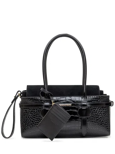 Dsquared2 Black Twin Medium Shoulder Bag In Black