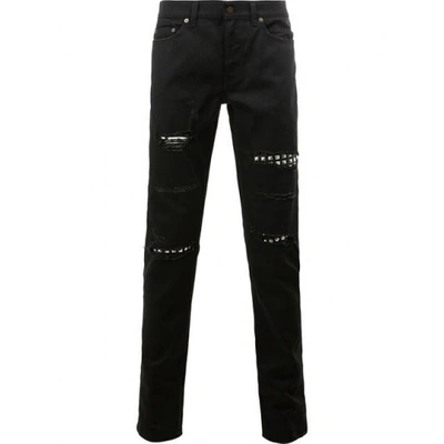 Saint Laurent Black Studded Low Waisted Skinny Jeans