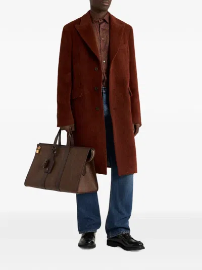 Etro Check-texture Coat In Red