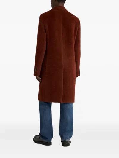 Etro Check-texture Coat In Red