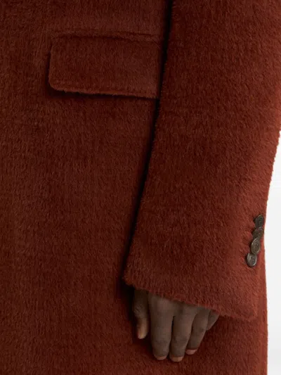 Etro Check-texture Coat In Red