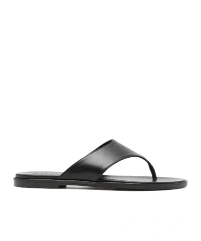 Aeyde Minimalist Wide Strap Toe Post Sandals In Black