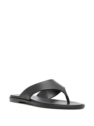 Aeyde Minimalist Wide Strap Toe Post Sandals In Black
