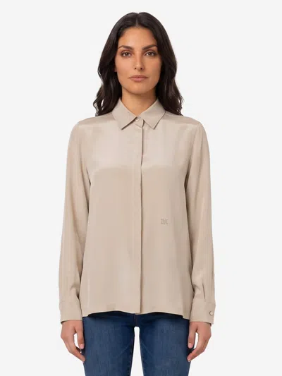 Max Mara Camicia In Seta Geranio In Brown