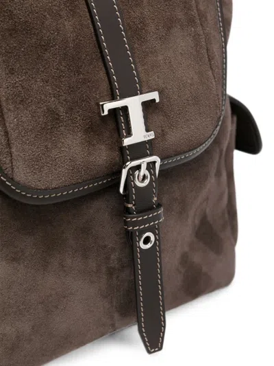 Tod's Mini Leather Shoulder Backpack Top Handle In Brown