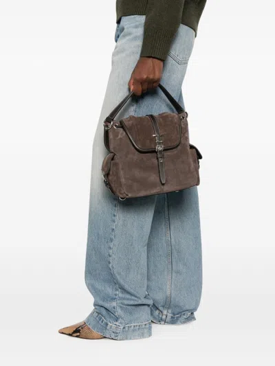 Tod's Mini Leather Shoulder Backpack Top Handle In Brown