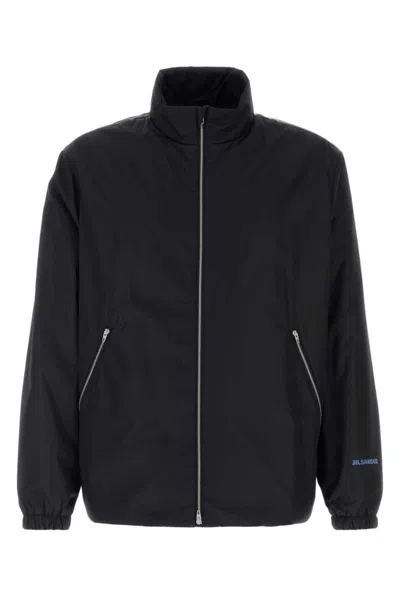 Jil Sander Midnight Blue Polyester Jacket In Black