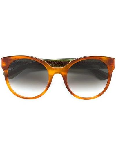 Shop Gucci Eyewear Oversized Round Sunglasses - Multicolour