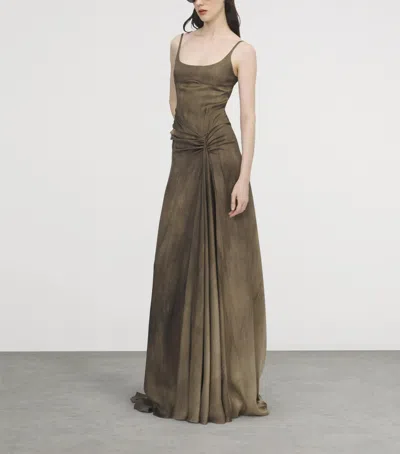 Alexander Mcqueen Mcqueen Asymmetric Gathered Gown In Brown