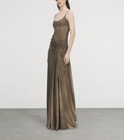 Alexander Mcqueen Mcqueen Asymmetric Gathered Gown In Brown