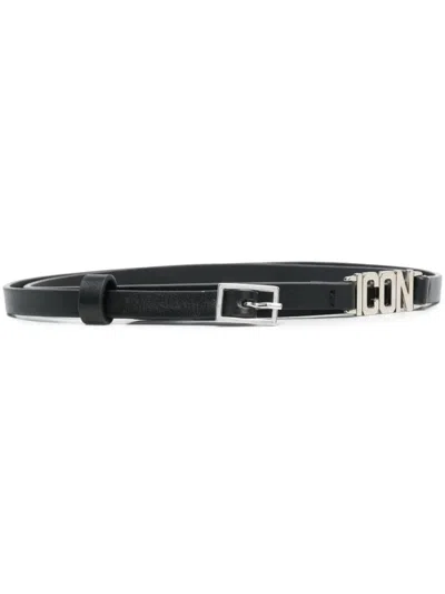 Dsquared2 Black Icon Solid Adjustable Belt In Black