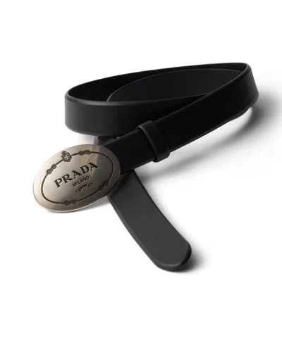 Prada Leather Belt In Black