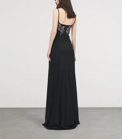 Alexander Mcqueen Mcqueen Embellished Draped Crepe Gown In Black