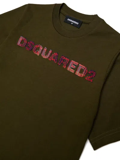 Dsquared2 Logo-appliqué T-shirt In Gray