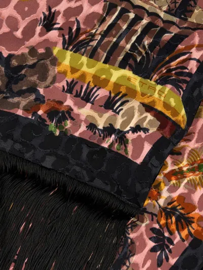 Etro Leopard-pattern Velvet Scarf In Brown