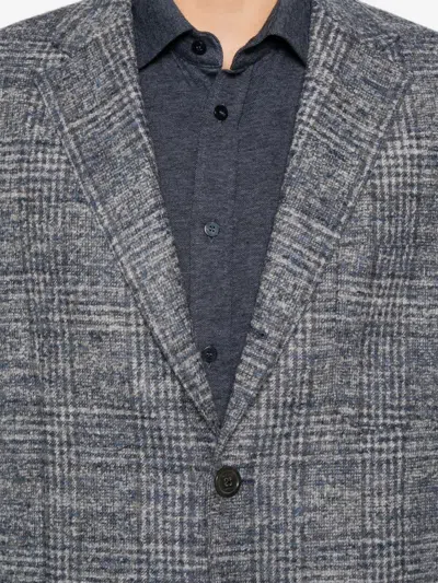 Etro Check-pattern Notched-lapel Blazer In Gray