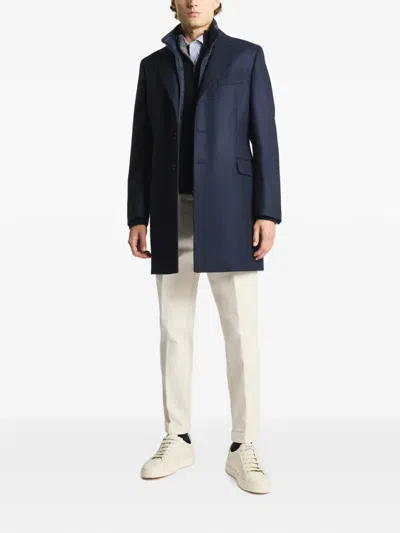 Fay Tailored Inner Down Jacket Three-button Coat In Blue