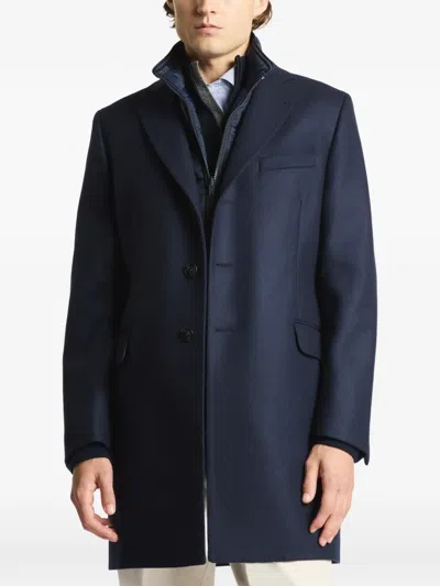 Fay Tailored Inner Down Jacket Three-button Coat In Blue