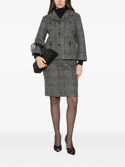 N°21 Check-pattern Notched-lapels Jacket In Gray