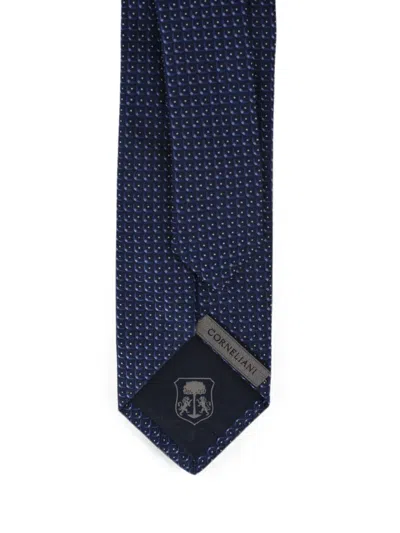 Corneliani Patterned Silk Tie In Blue