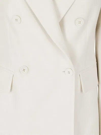Eleventy Sand Double-breasted Peak Lapel Wool-blend Blazer In White
