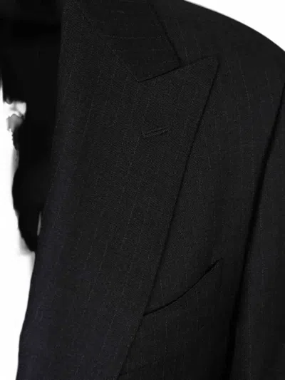 Canali Pinstripe-pattern Single-breasted Suit In Black