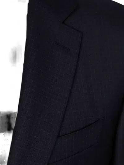 Canali Check-pattern Single-breasted Suit In Blue