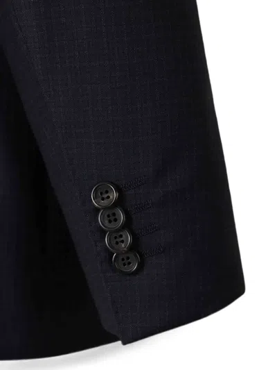 Canali Check-pattern Single-breasted Suit In Blue