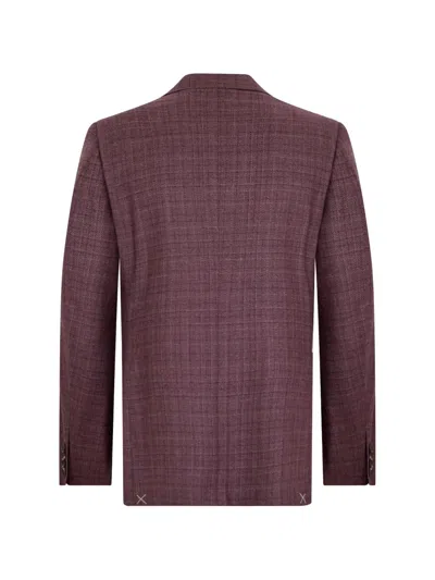 Canali Checked Single-breasted Blazer In Brown