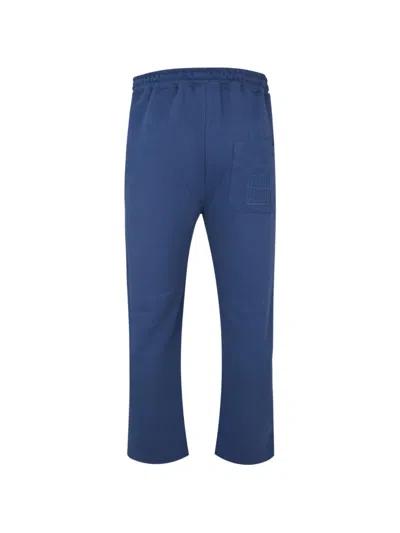 Exit Society Embroidered Drawstring Track Pants In Blue