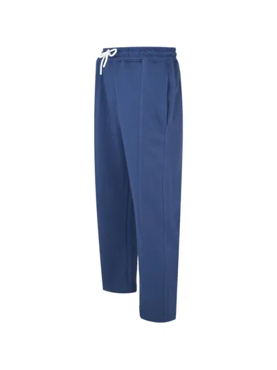 Exit Society Embroidered Drawstring Track Pants In Blue